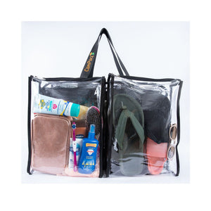 CamPaq large camping bag - black - 2 pocket view - filled